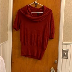 H&M cowl neck short sleeved red sweater large